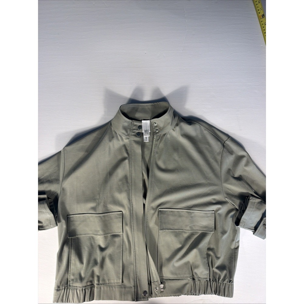 WynneLayers Utility Jacket Women's Medium Olive Zip Snap Pocket Cropped